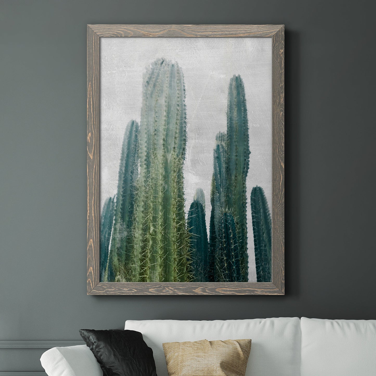 Aruba Cacti I - Premium Canvas Framed in Barnwood - Ready to Hang