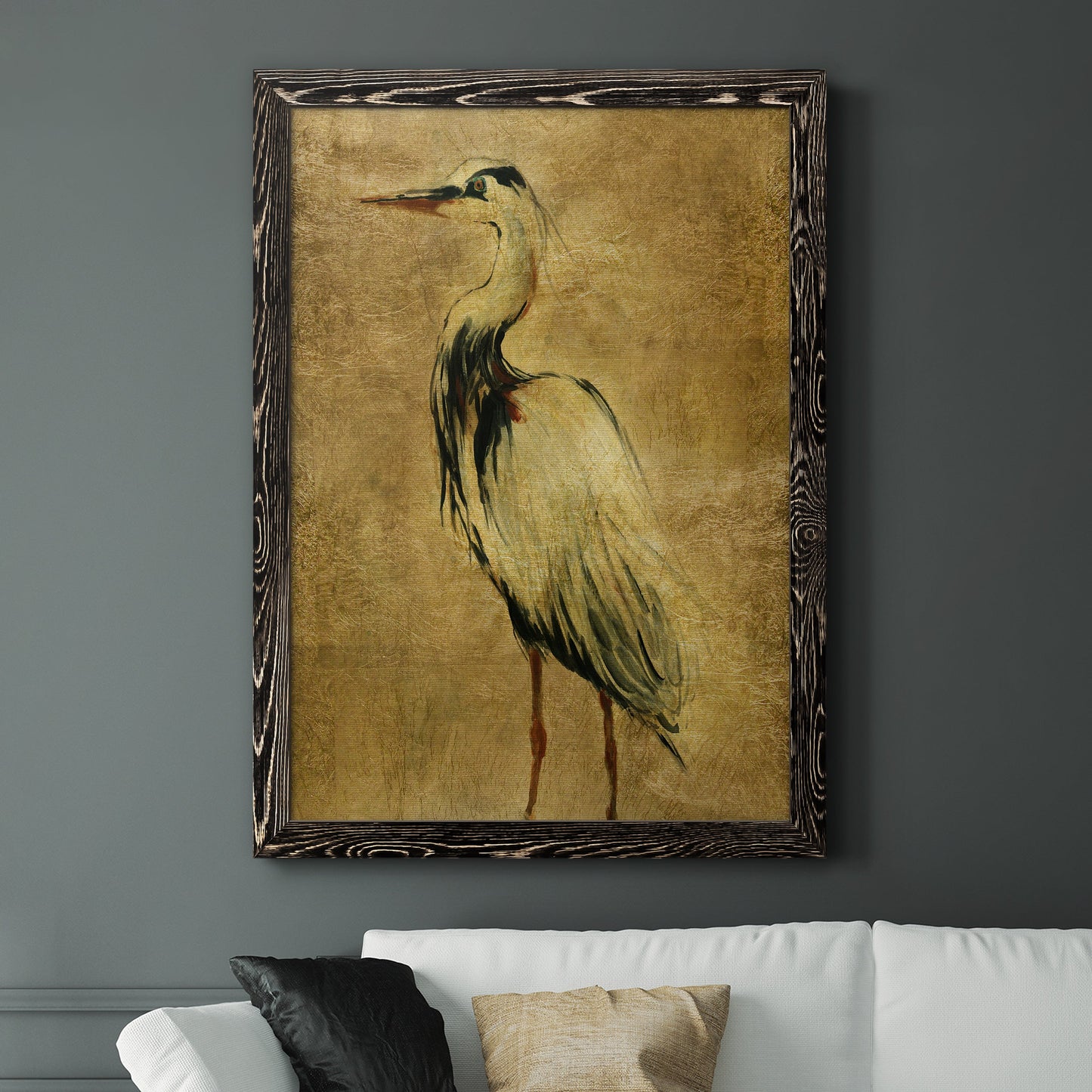 Gold Crane at Dusk II - Premium Canvas Framed in Barnwood - Ready to Hang