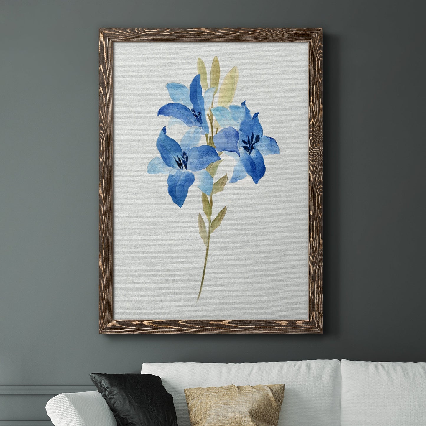 Blue Blossom Botanical III - Premium Canvas Framed in Barnwood - Ready to Hang