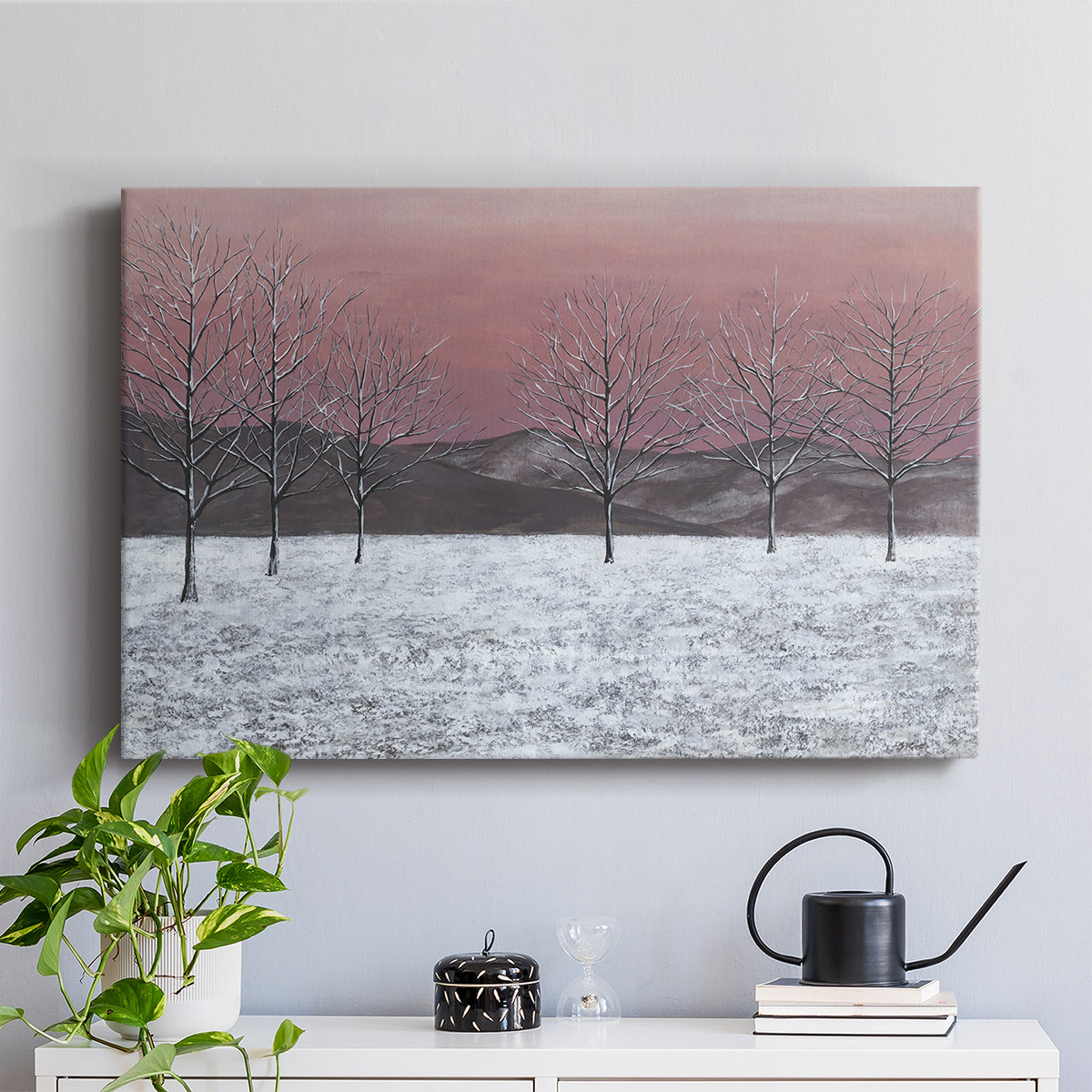 Sunset Snowfall I - Canvas Art Print