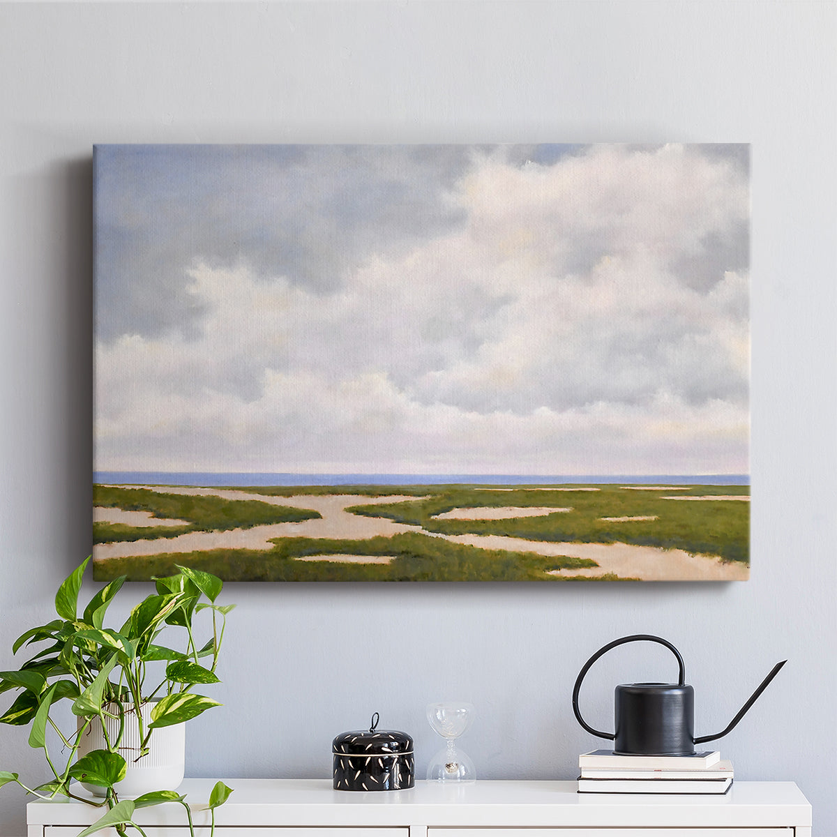 Cloudy Distant Beach Horizon - Canvas Art Print