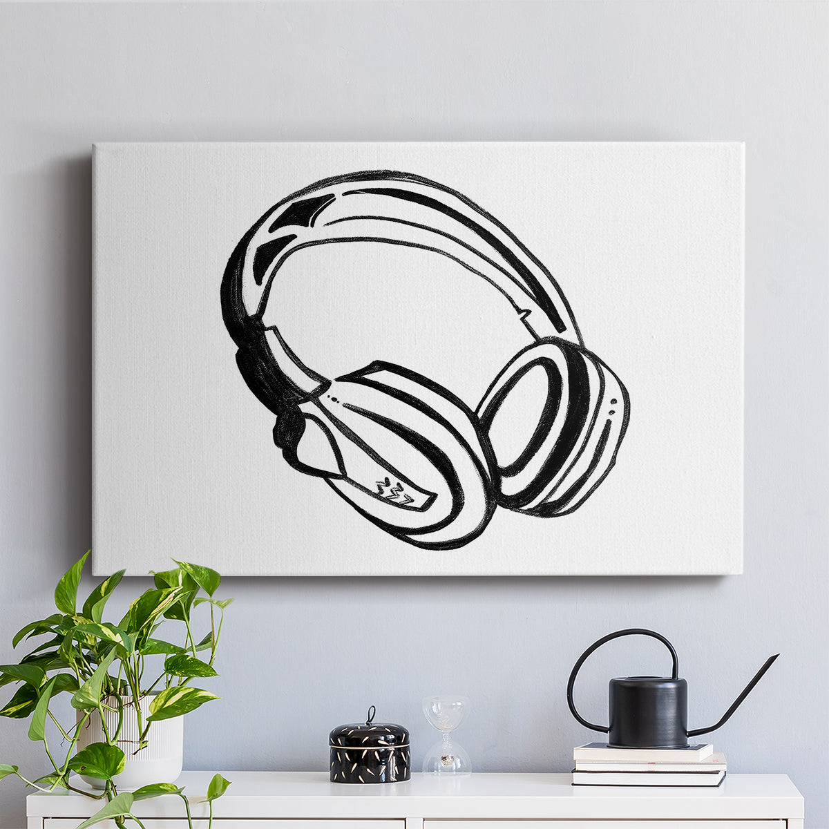 Headphones Sketch - Canvas Art Print
