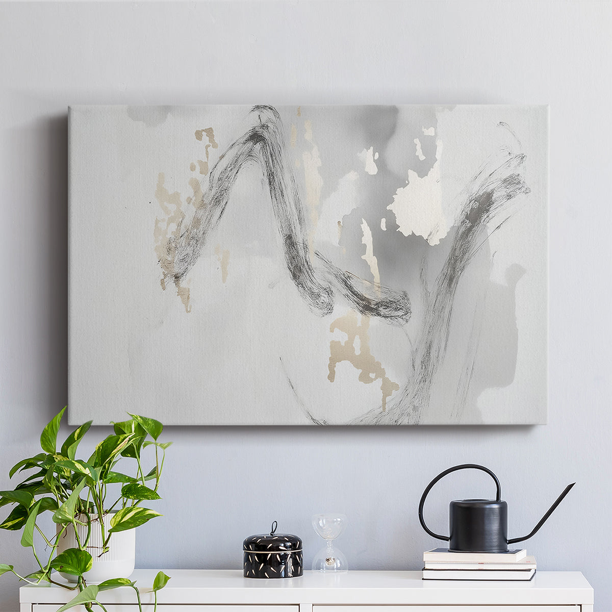 Grey Brushstrokes CXVII - Canvas Art Print