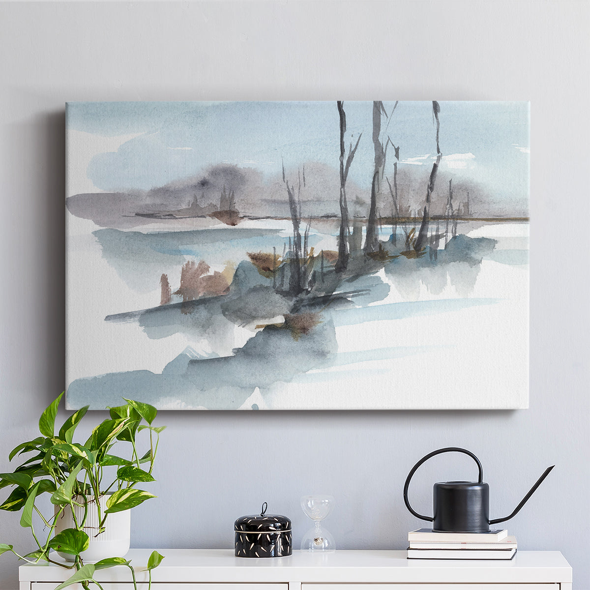 Winter Stream Watercolor I - Canvas Art Print
