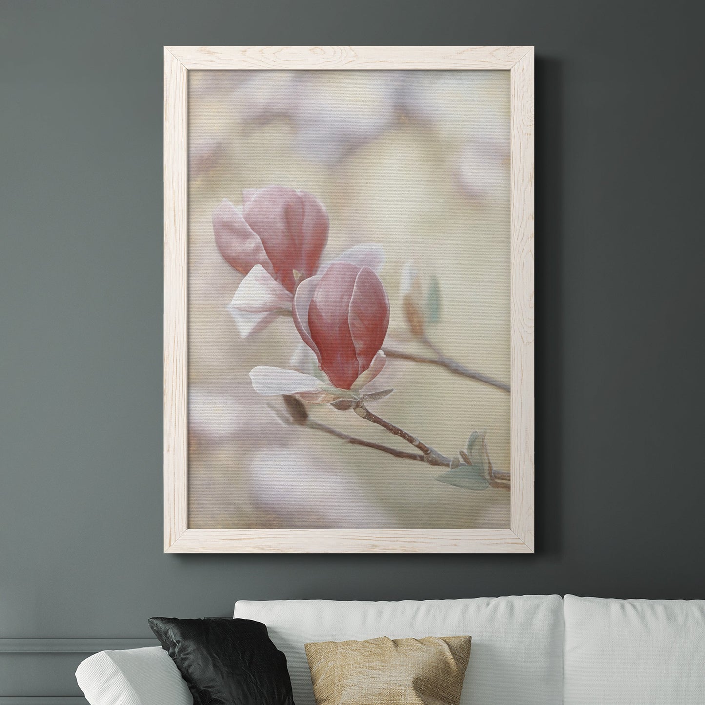 Blooming Hearts - Premium Canvas Framed in Barnwood - Ready to Hang