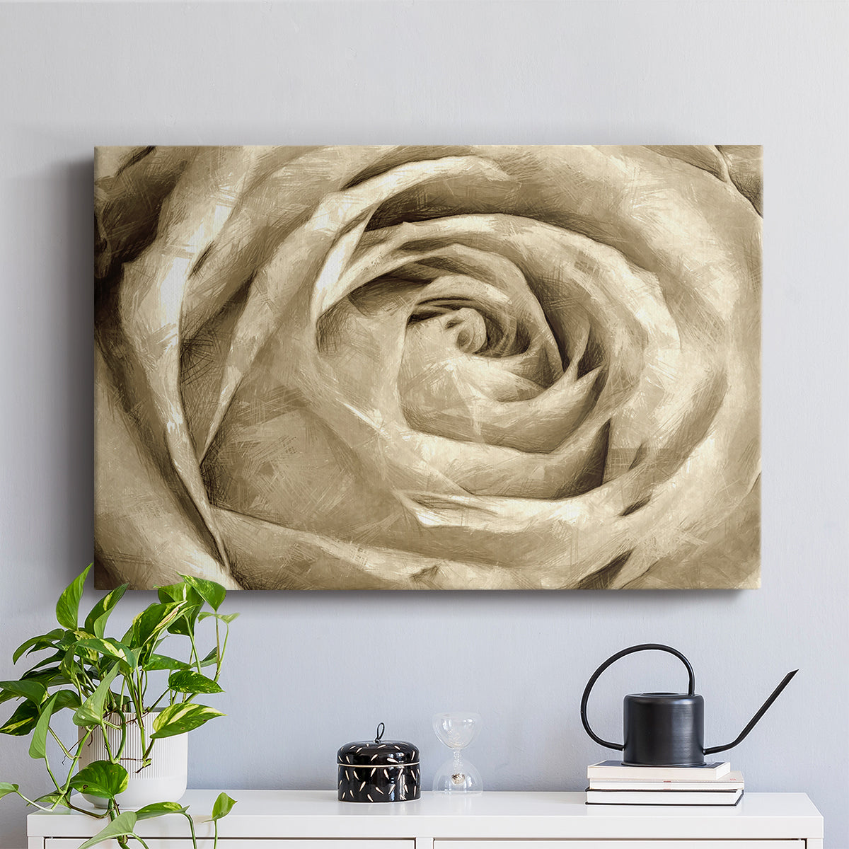 Neutral Wall Flower IV - Canvas Art Print