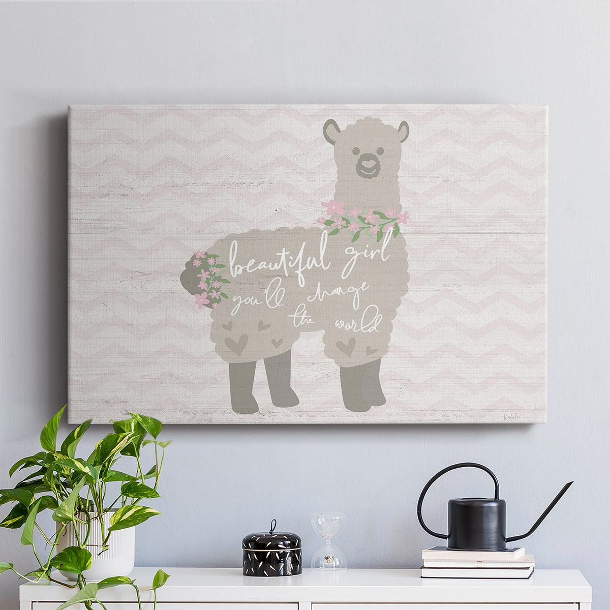 Floral Llama - Canvas Art Print