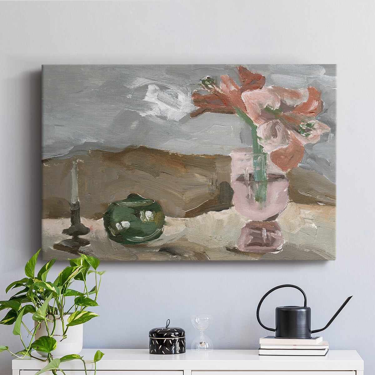 Vase of Pink Flowers II - Canvas Art Print