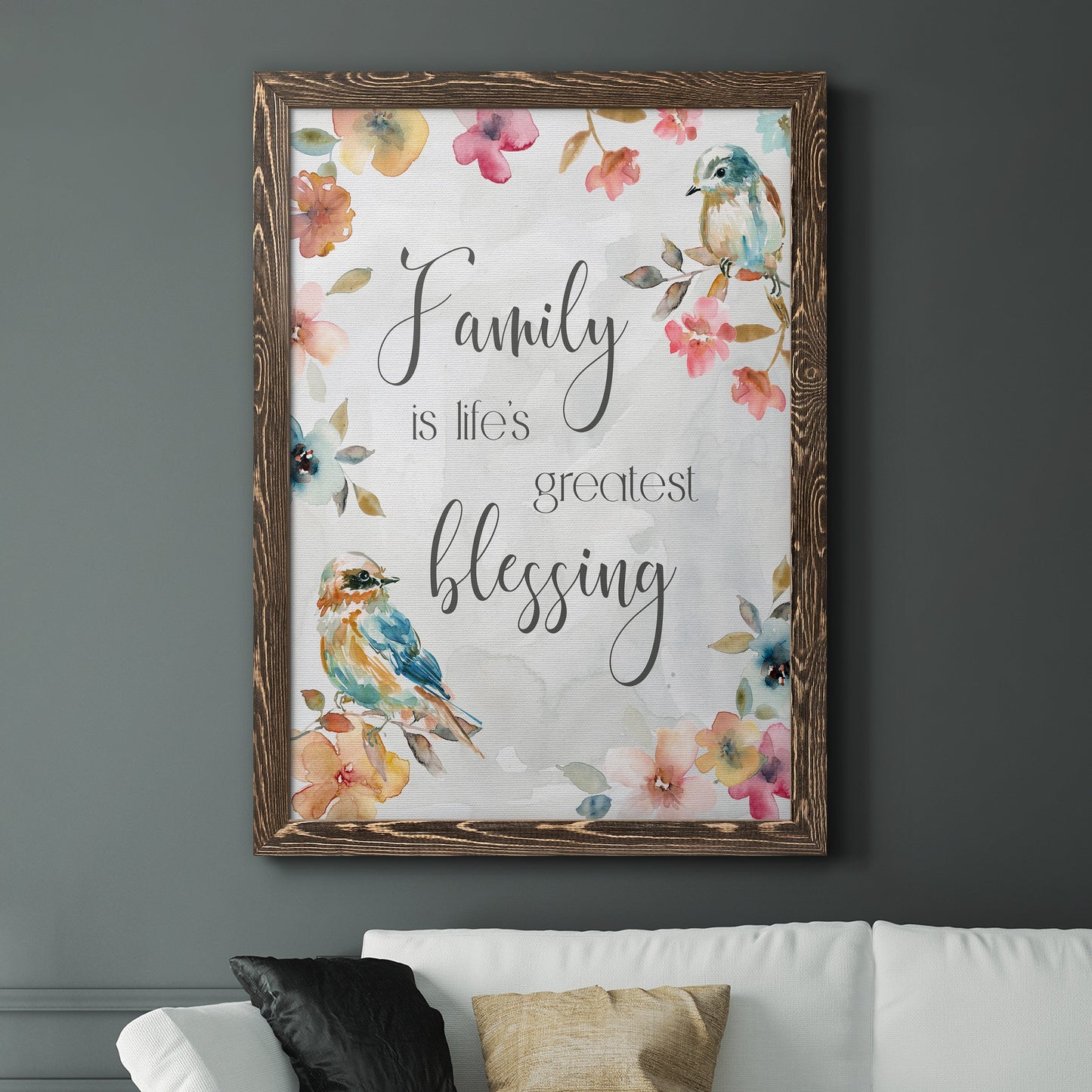 Spring Bird Blessing - Barnwood Framed Canvas Print