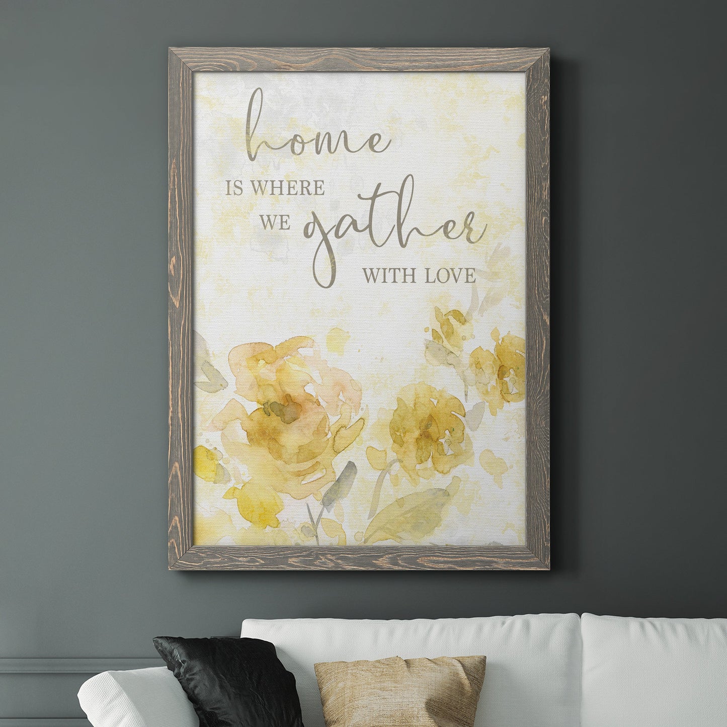 Gather with Love - Premium Canvas Framed in Barnwood - Ready to Hang