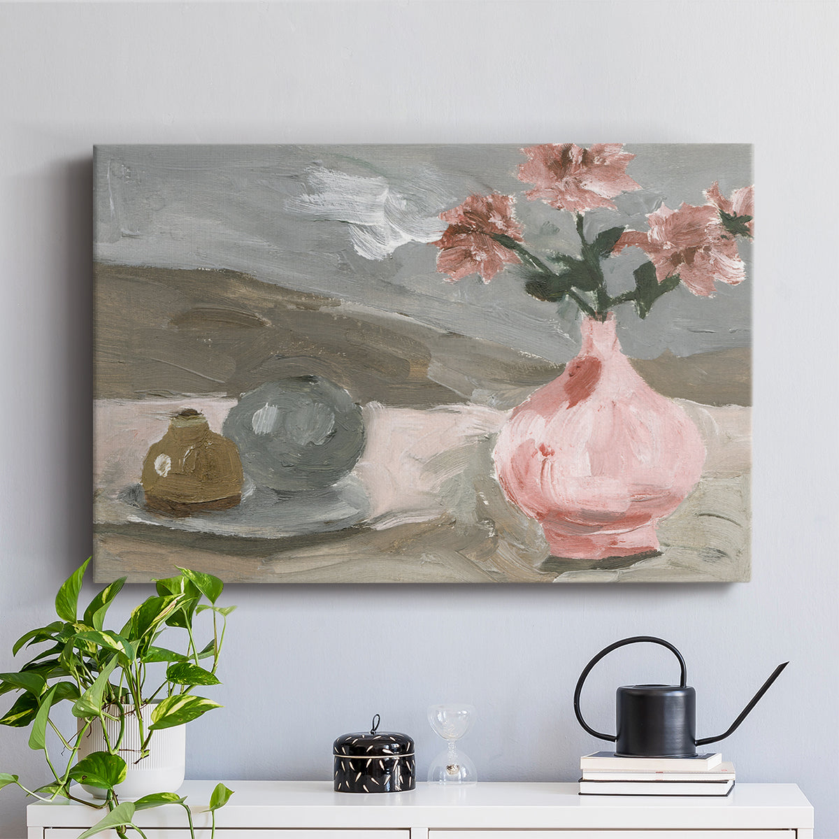 Vase of Pink Flowers VI - Canvas Art Print