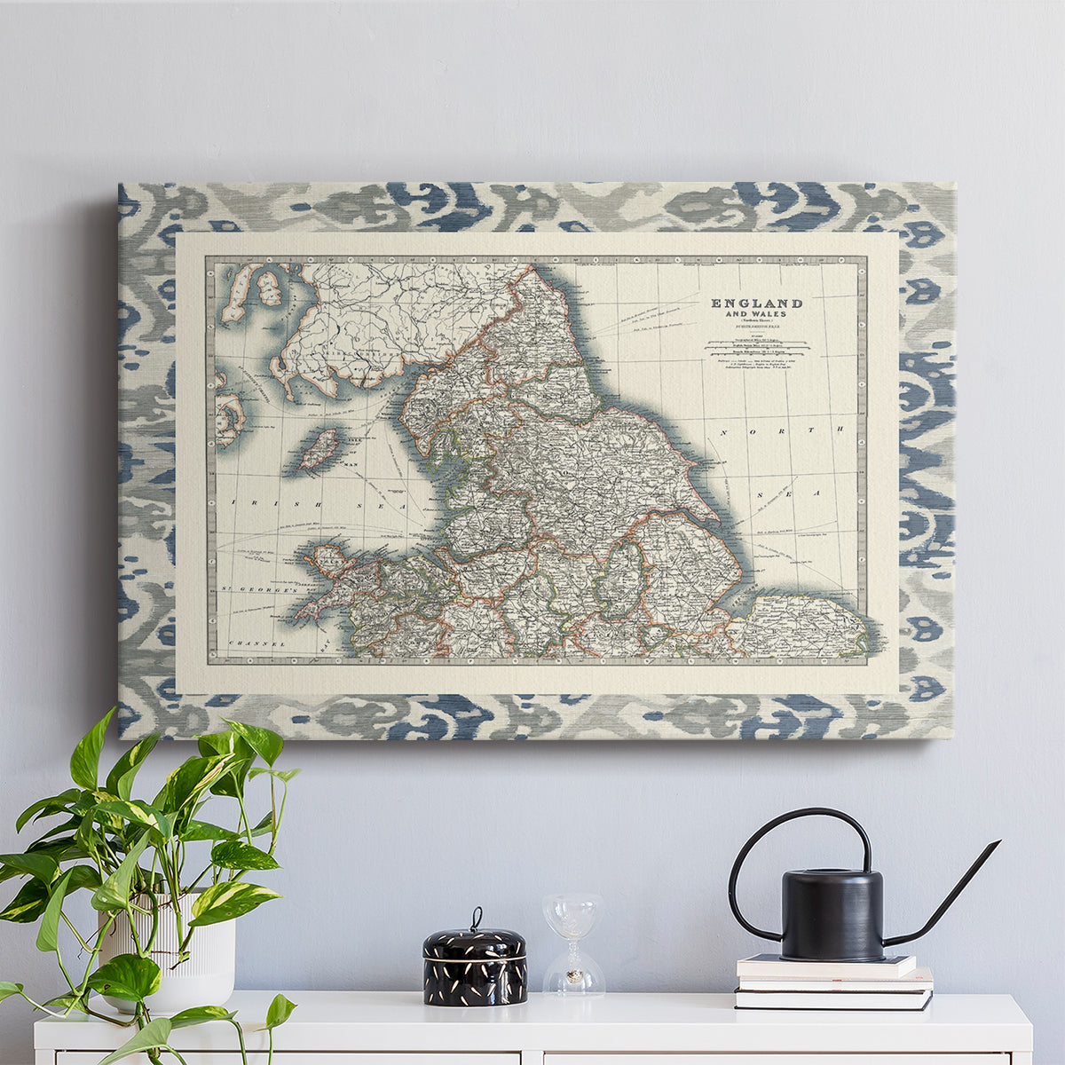 Bordered Map of England & Wales - Canvas Art Print