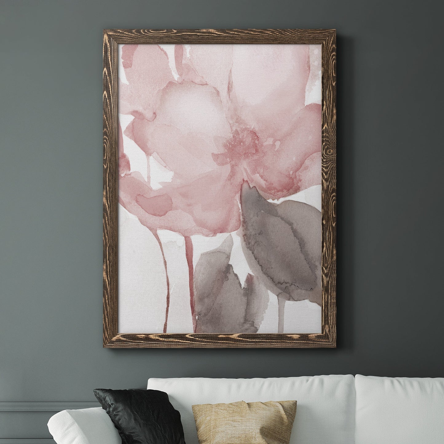 Blush Bloom II - Premium Canvas Framed in Barnwood - Ready to Hang