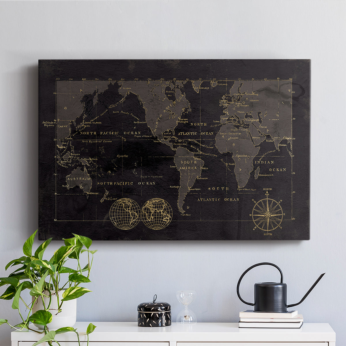 Black Gold Map - Canvas Art Print