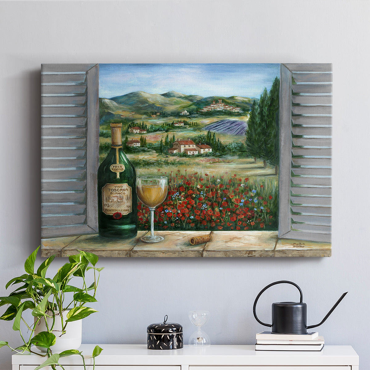 Tuscan White and Poppies - Canvas Art Print