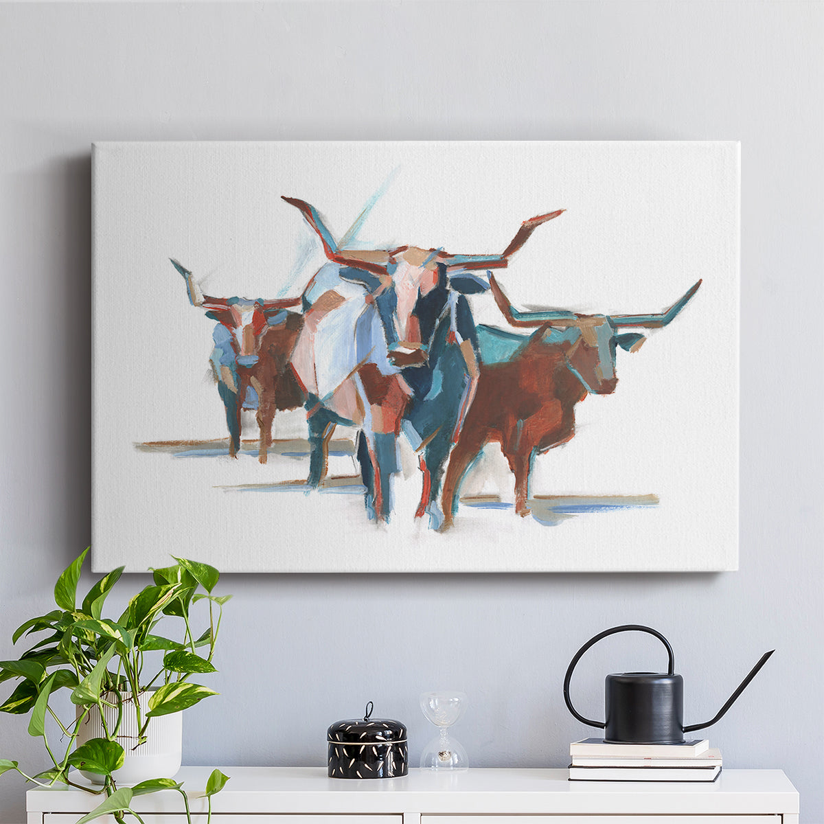 Modern Longhorns I - Canvas Art Print