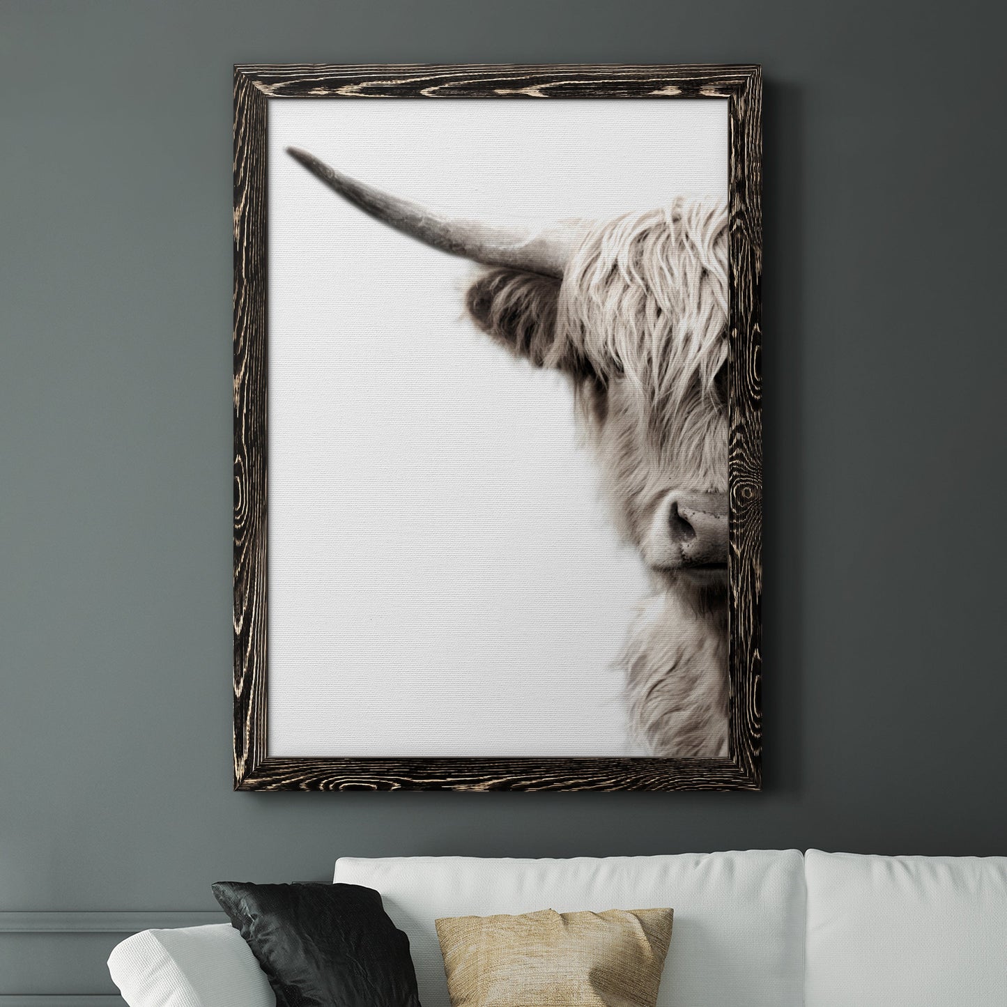 Highland Cattle - Premium Canvas Framed in Barnwood - Ready to Hang