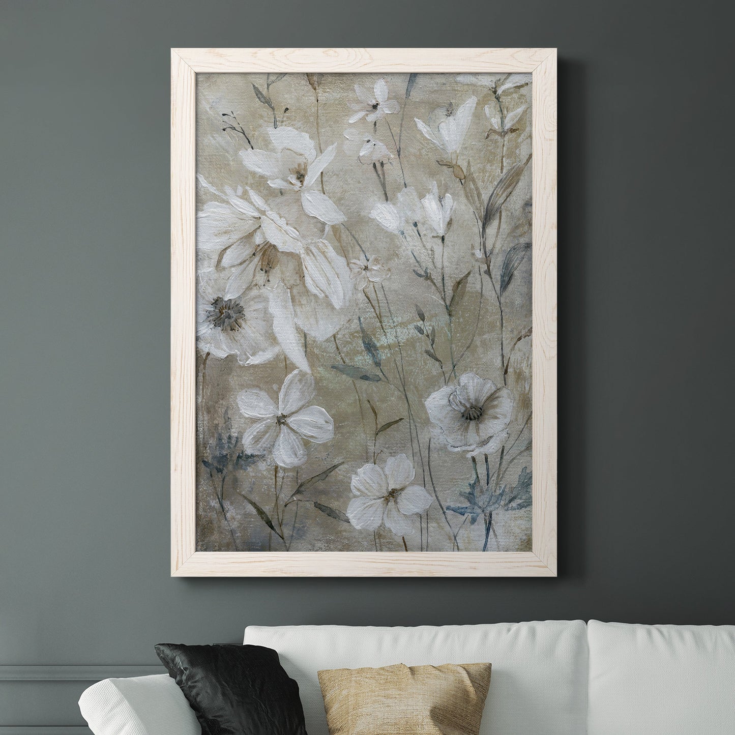 Wildflower Whites - Premium Canvas Framed in Barnwood - Ready to Hang