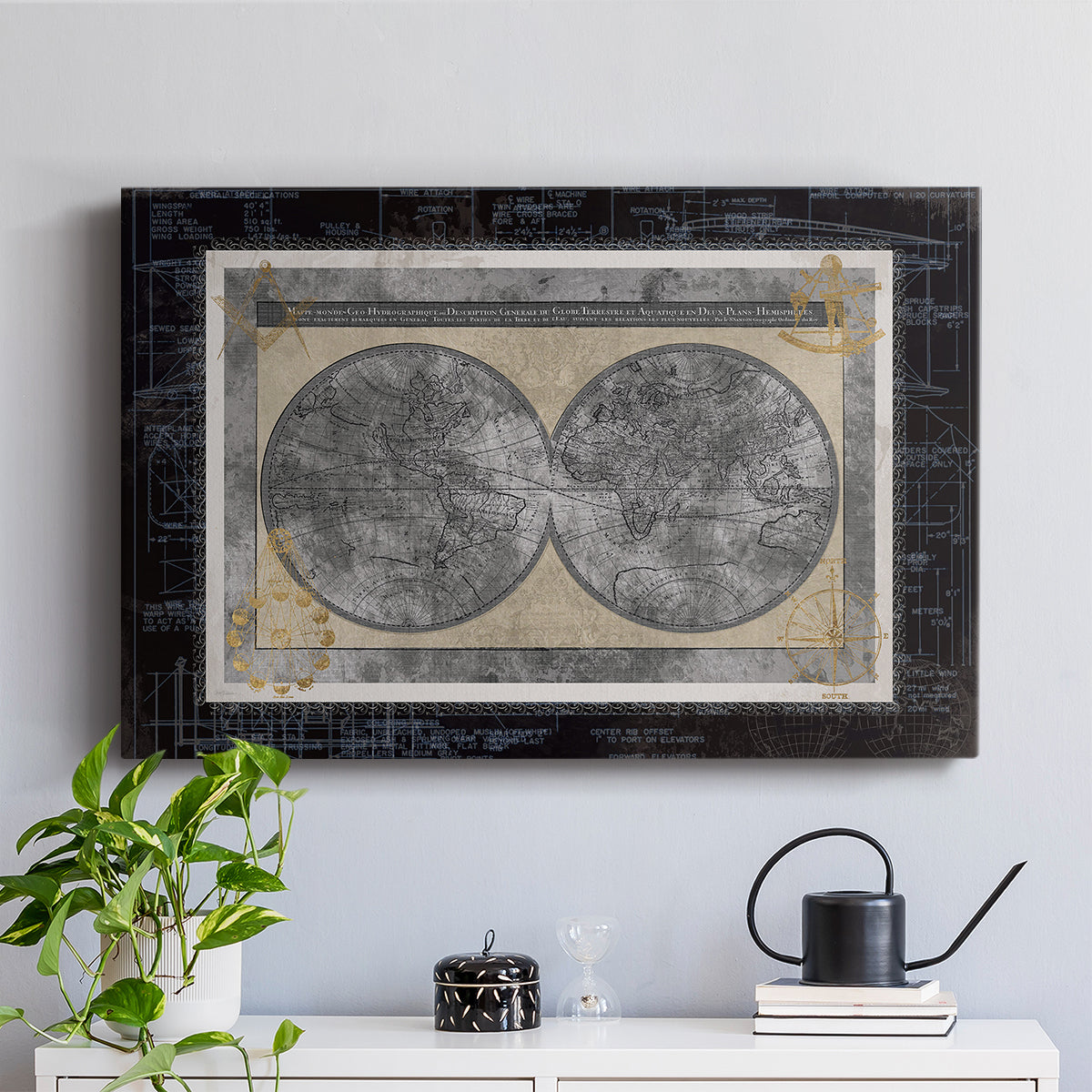 Night World Blueprint - Canvas Art Print