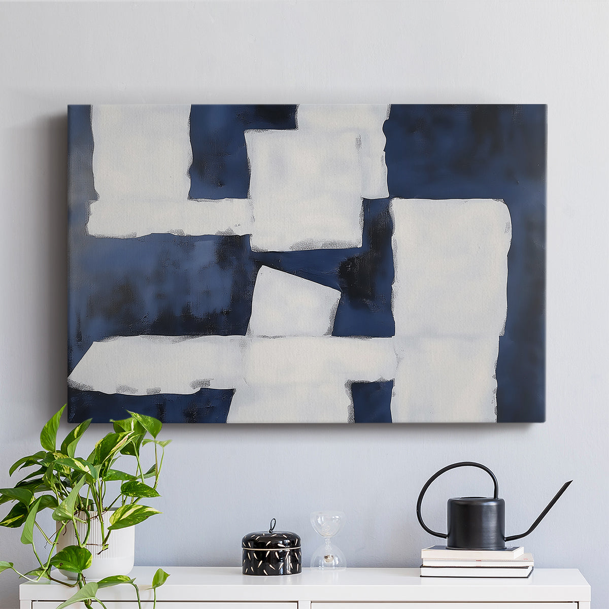 Blue and White Abstract XCV - Canvas Art Print