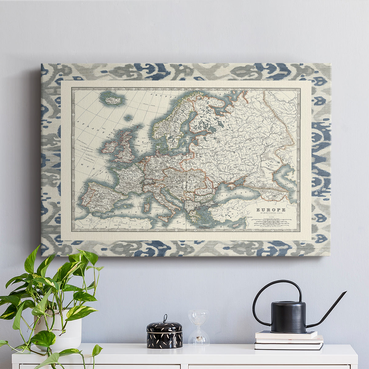 Bordered Map of Europe - Canvas Art Print