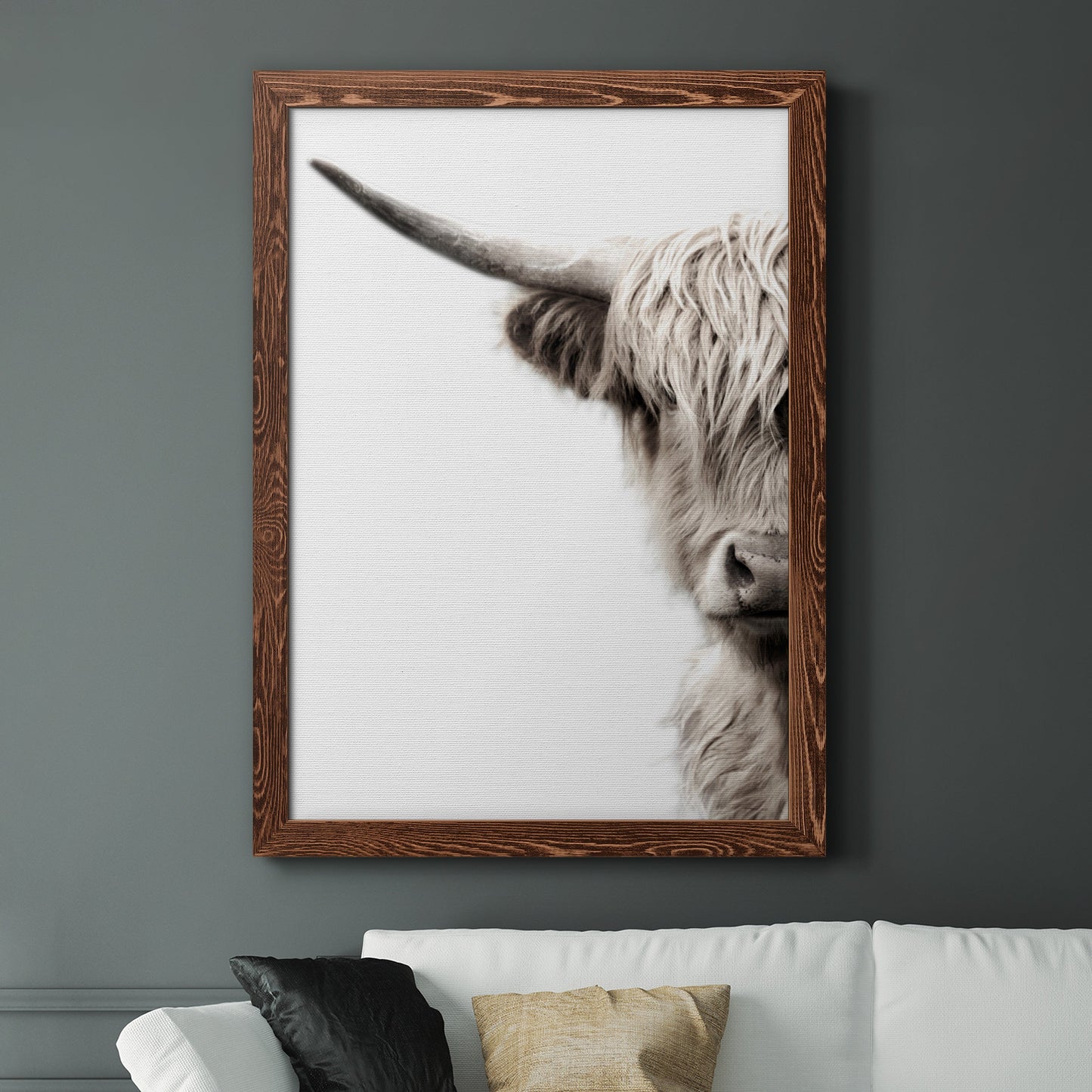 Highland Cattle - Premium Canvas Framed in Barnwood - Ready to Hang