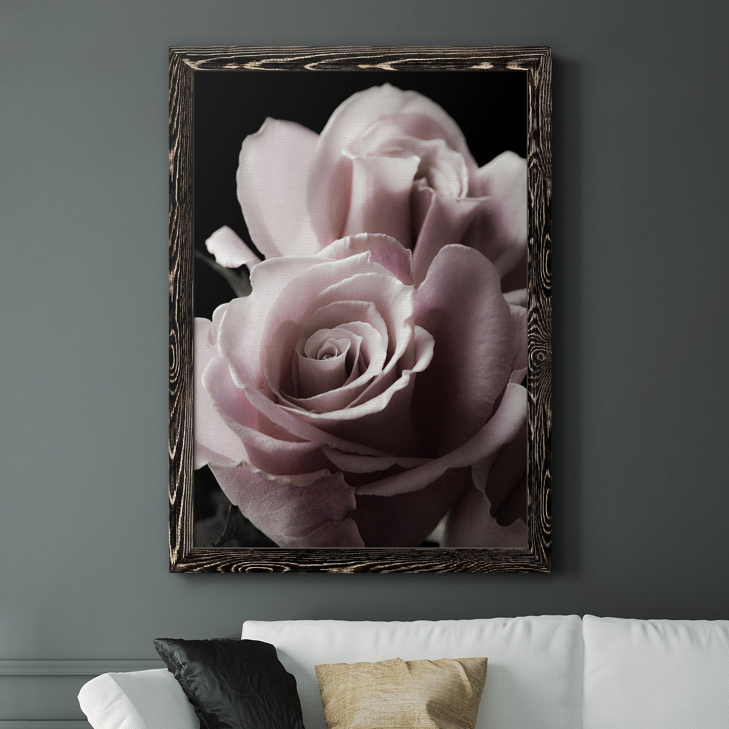 Rose Noir II - Premium Canvas Framed in Barnwood - Ready to Hang