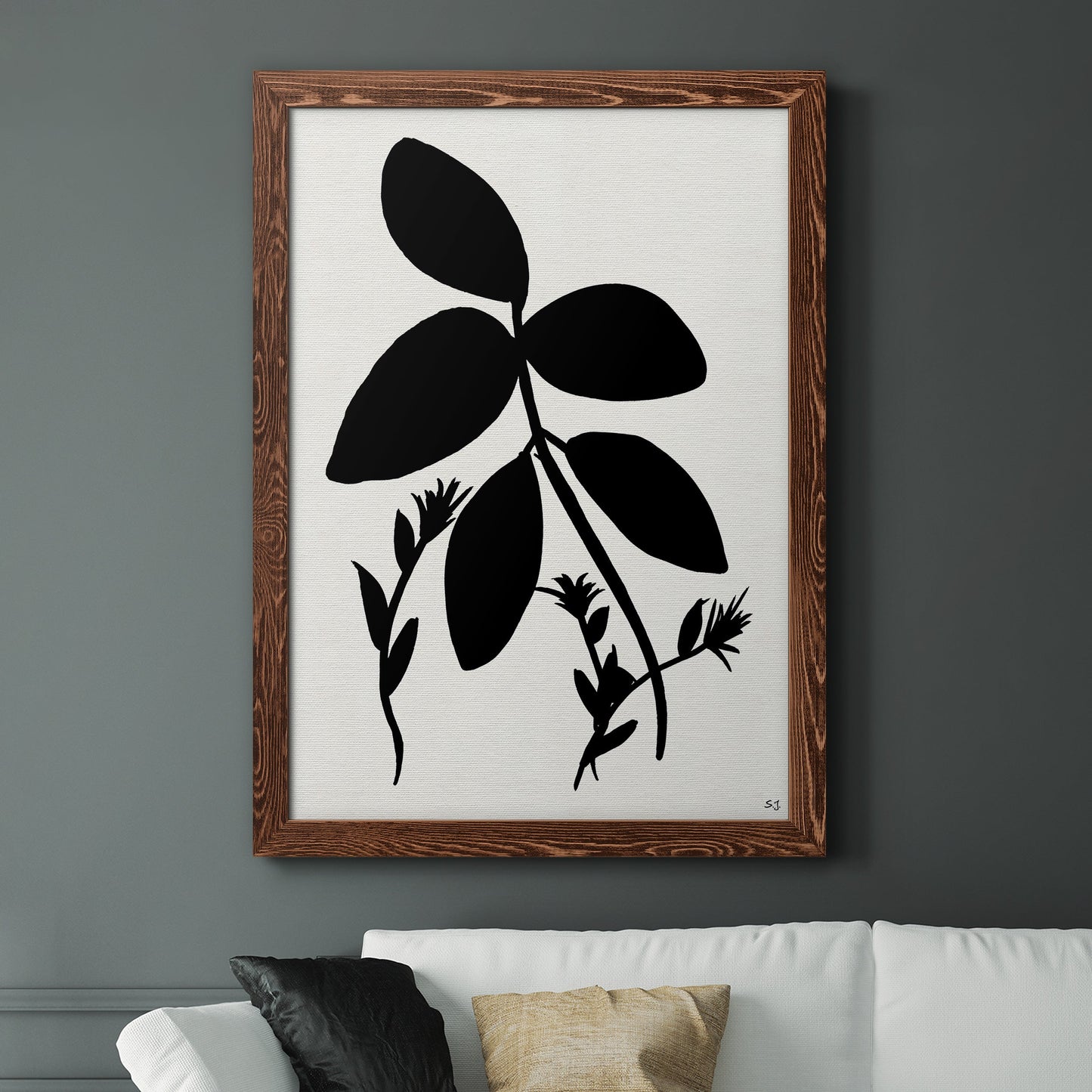 Silhouette Garden II - Premium Canvas Framed in Barnwood - Ready to Hang