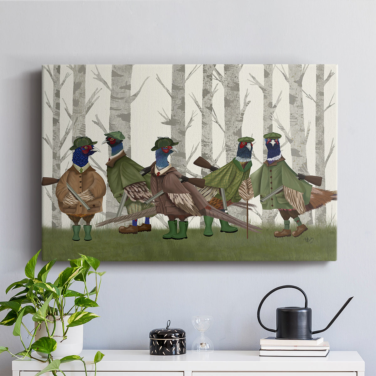 Pheasant Shooting Party Group 3 - Canvas Art Print