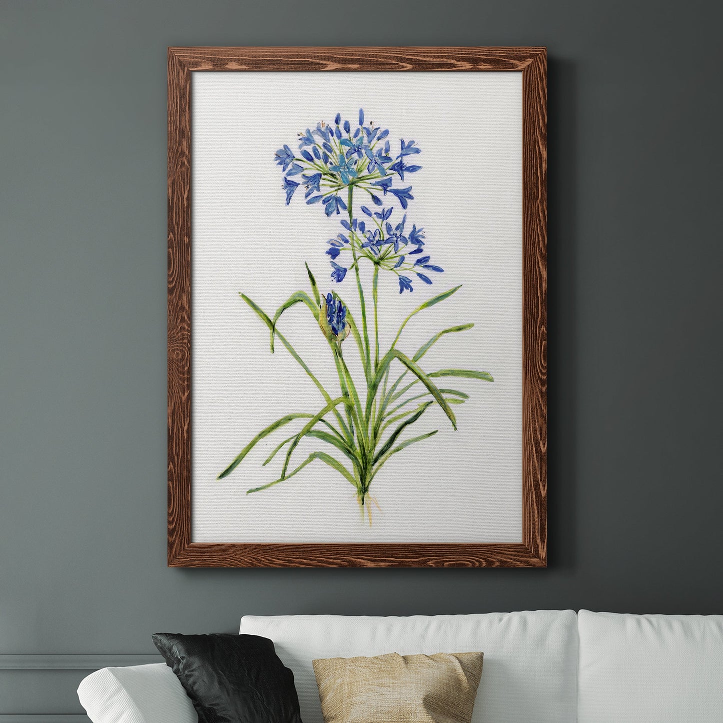 Blue Lively Botanical I - Premium Canvas Framed in Barnwood - Ready to Hang