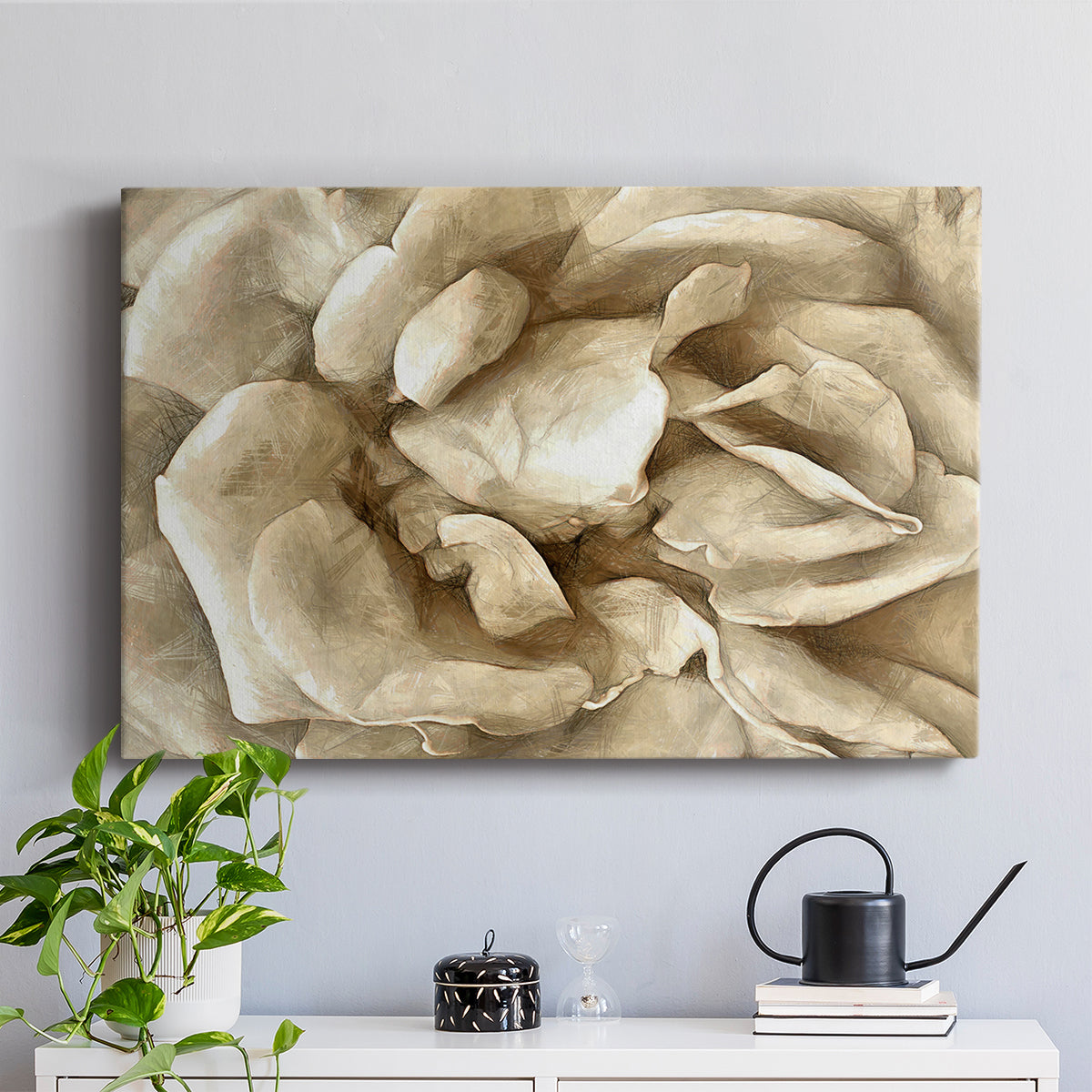 Neutral Wall Flower II - Canvas Art Print