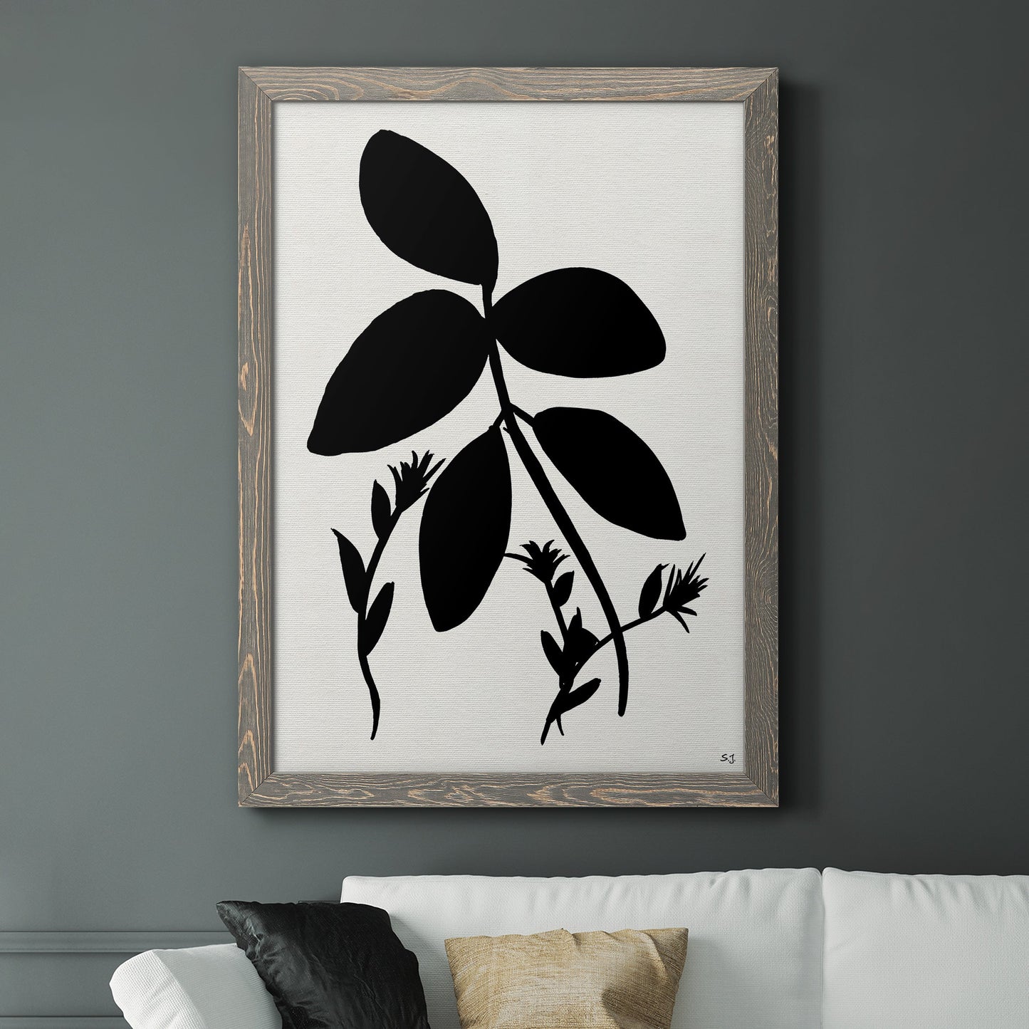 Silhouette Garden II - Premium Canvas Framed in Barnwood - Ready to Hang