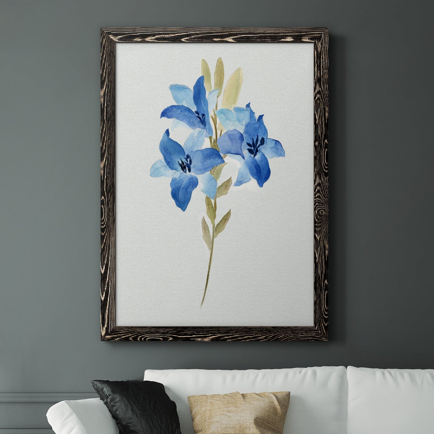 Blue Blossom Botanical III - Premium Canvas Framed in Barnwood - Ready to Hang