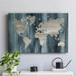 Navy World Map - Canvas Art Print