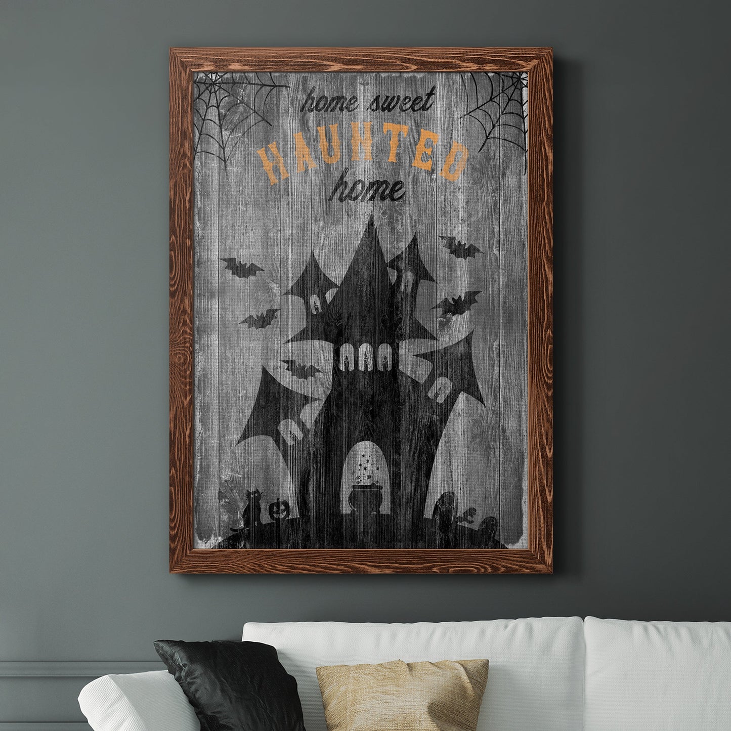 Haunted House - Premium Canvas Framed in Barnwood - Ready to Hang