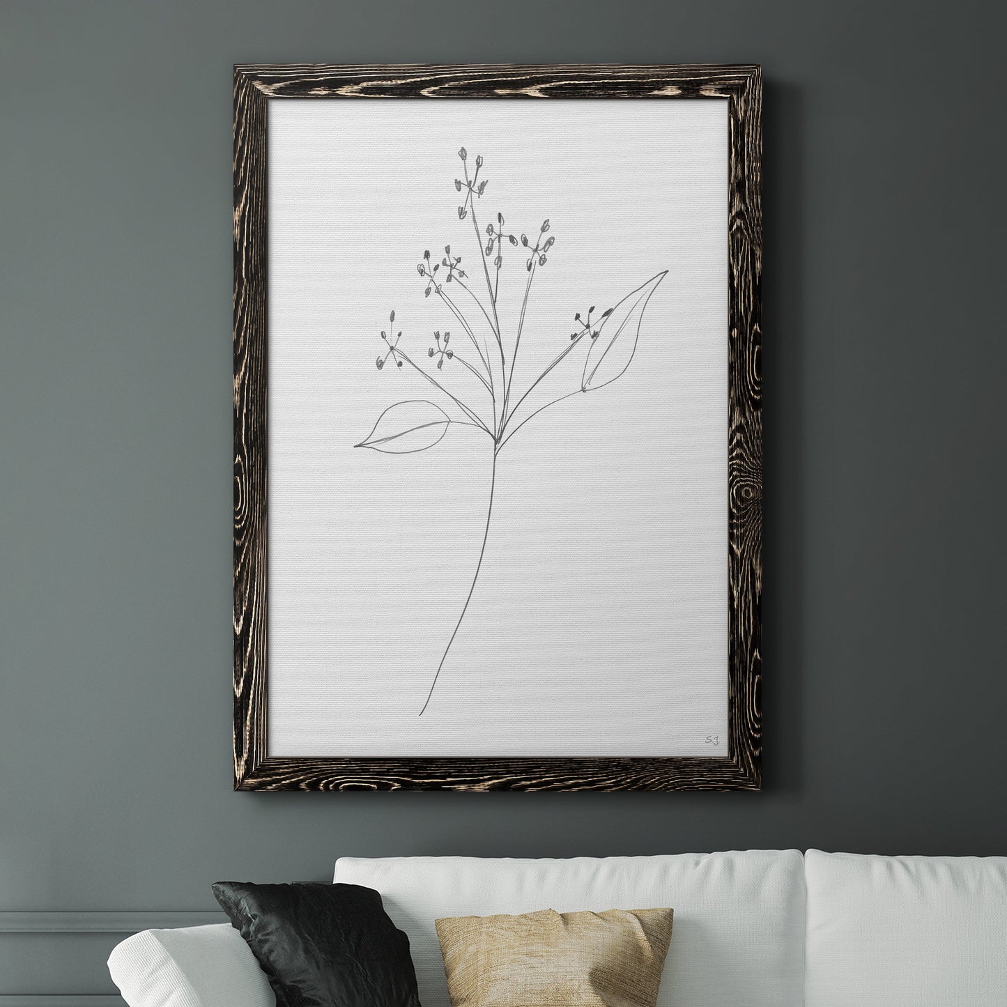 Botanical Gesture V - Premium Canvas Framed in Barnwood - Ready to Hang