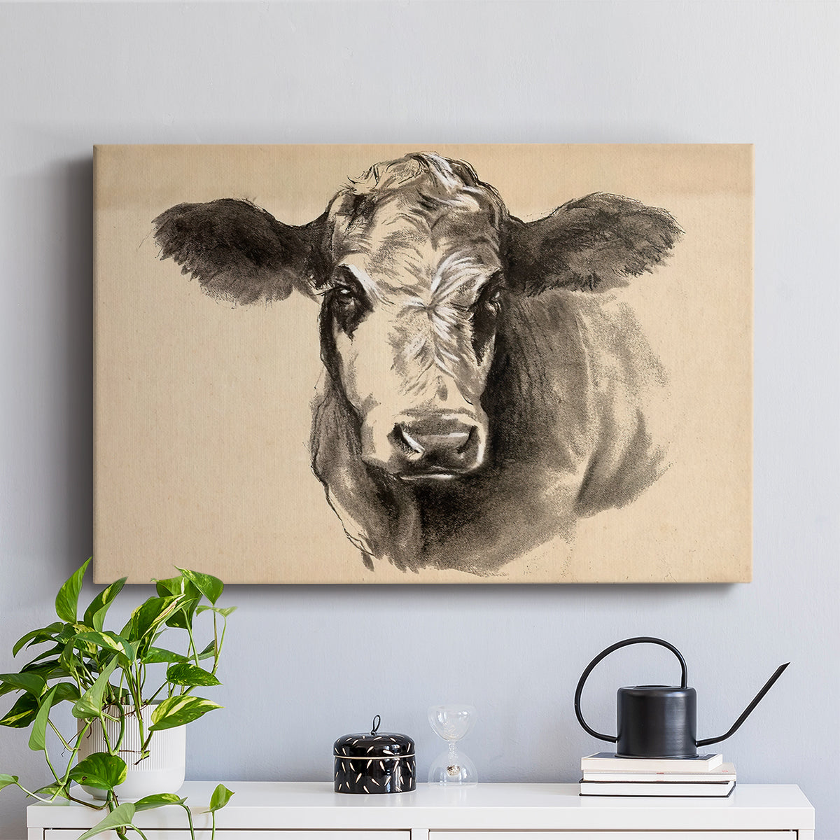 Charcoal Cow I - Canvas Art Print