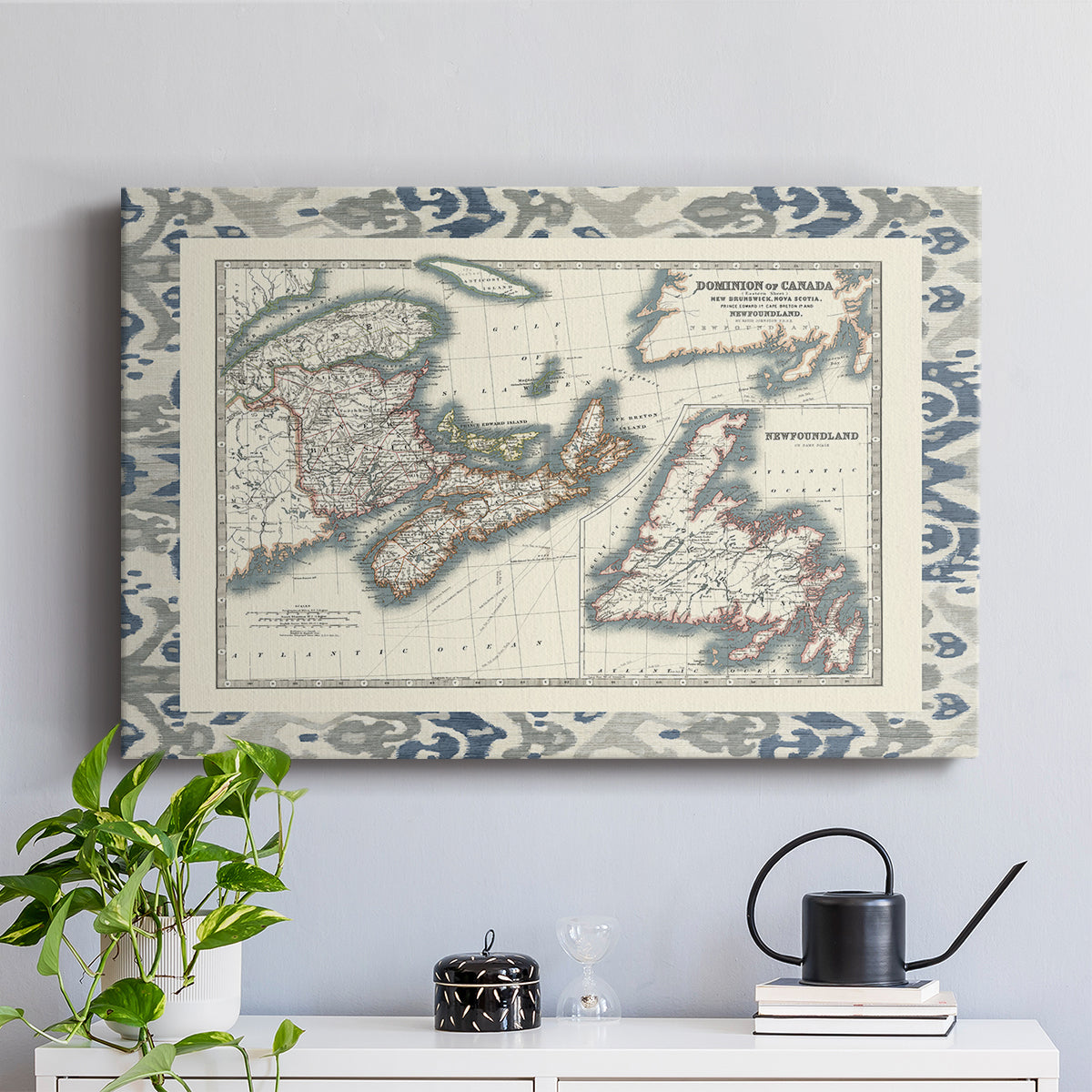 Bordered Map of Canada - Canvas Art Print
