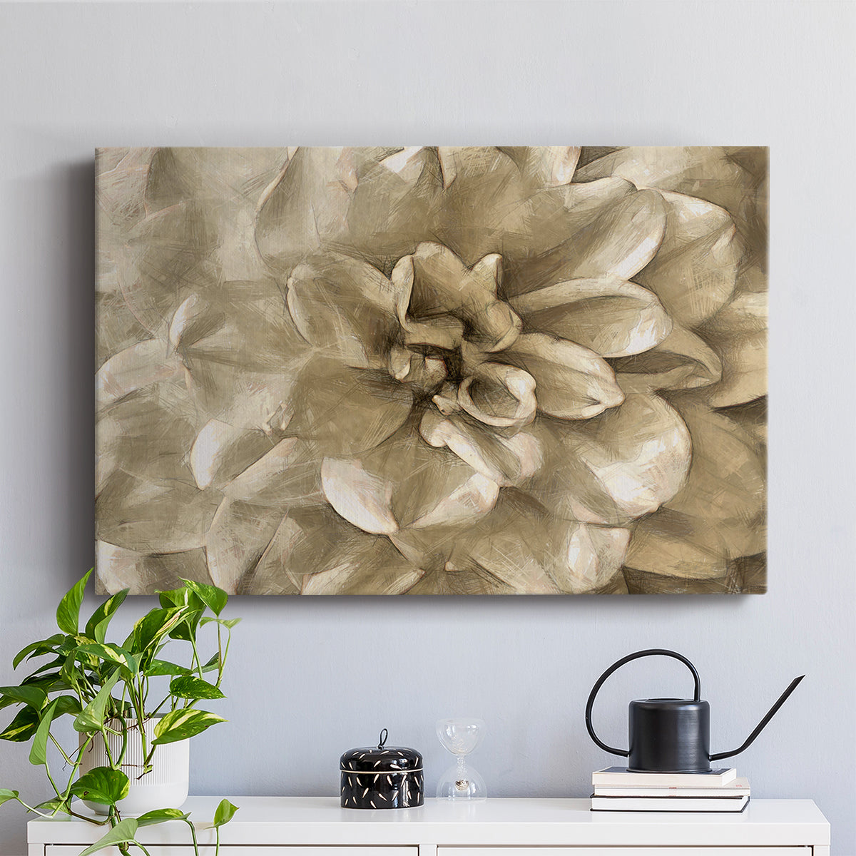 Neutral Wall Flower III - Canvas Art Print