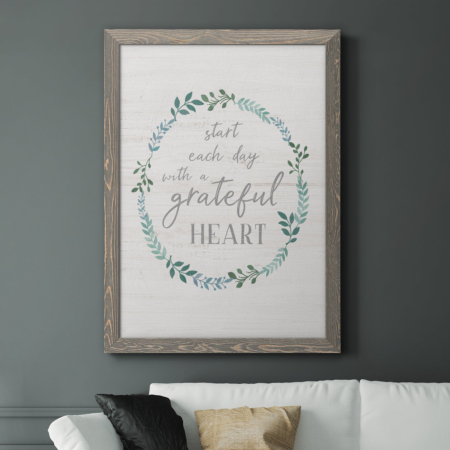 Start Each Day - Premium Canvas Framed in Barnwood - Ready to Hang