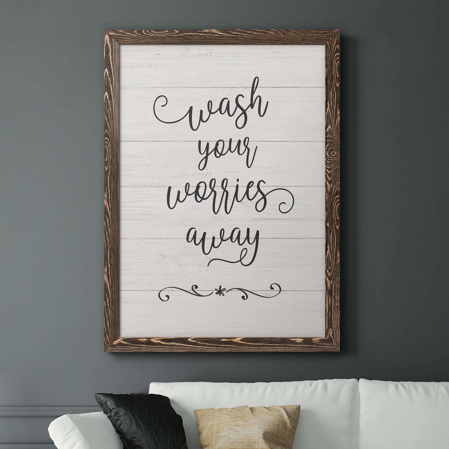 Wash Worries - Barnwood Framed Canvas Print