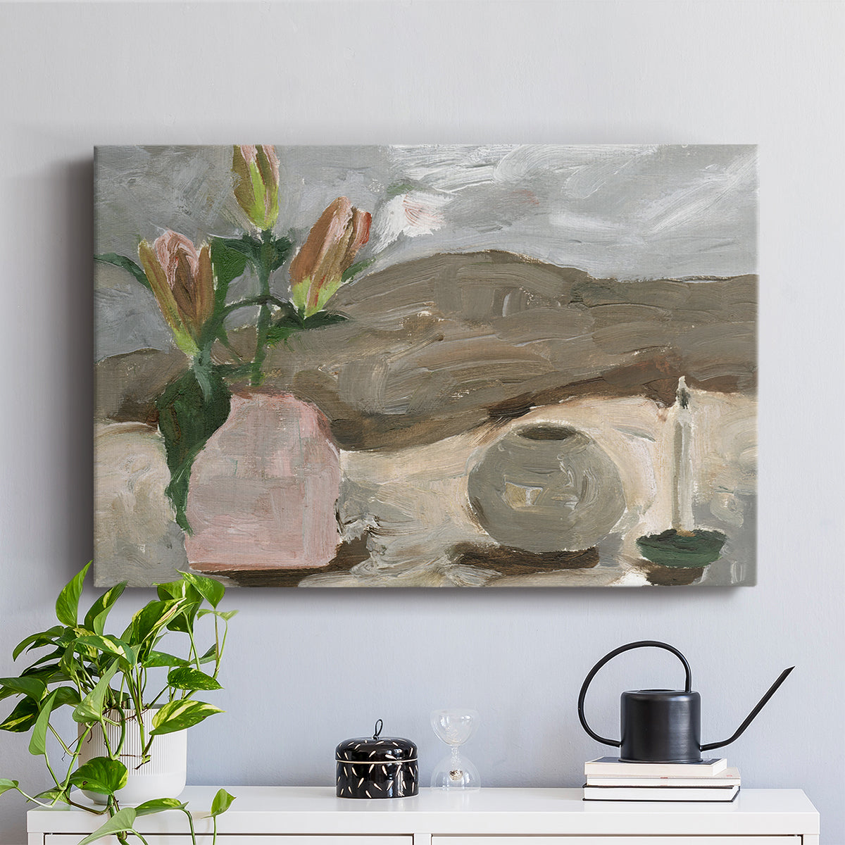 Vase of Pink Flowers V - Canvas Art Print