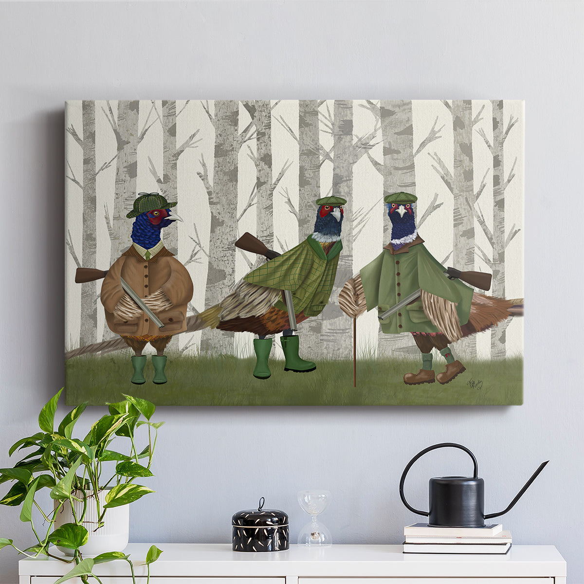 Pheasant Shooting Party Group 2 - Canvas Art Print