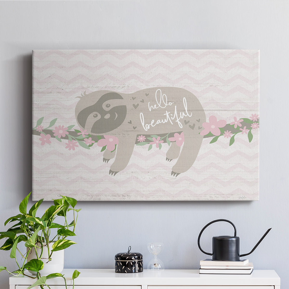 Floral Sloth - Canvas Art Print