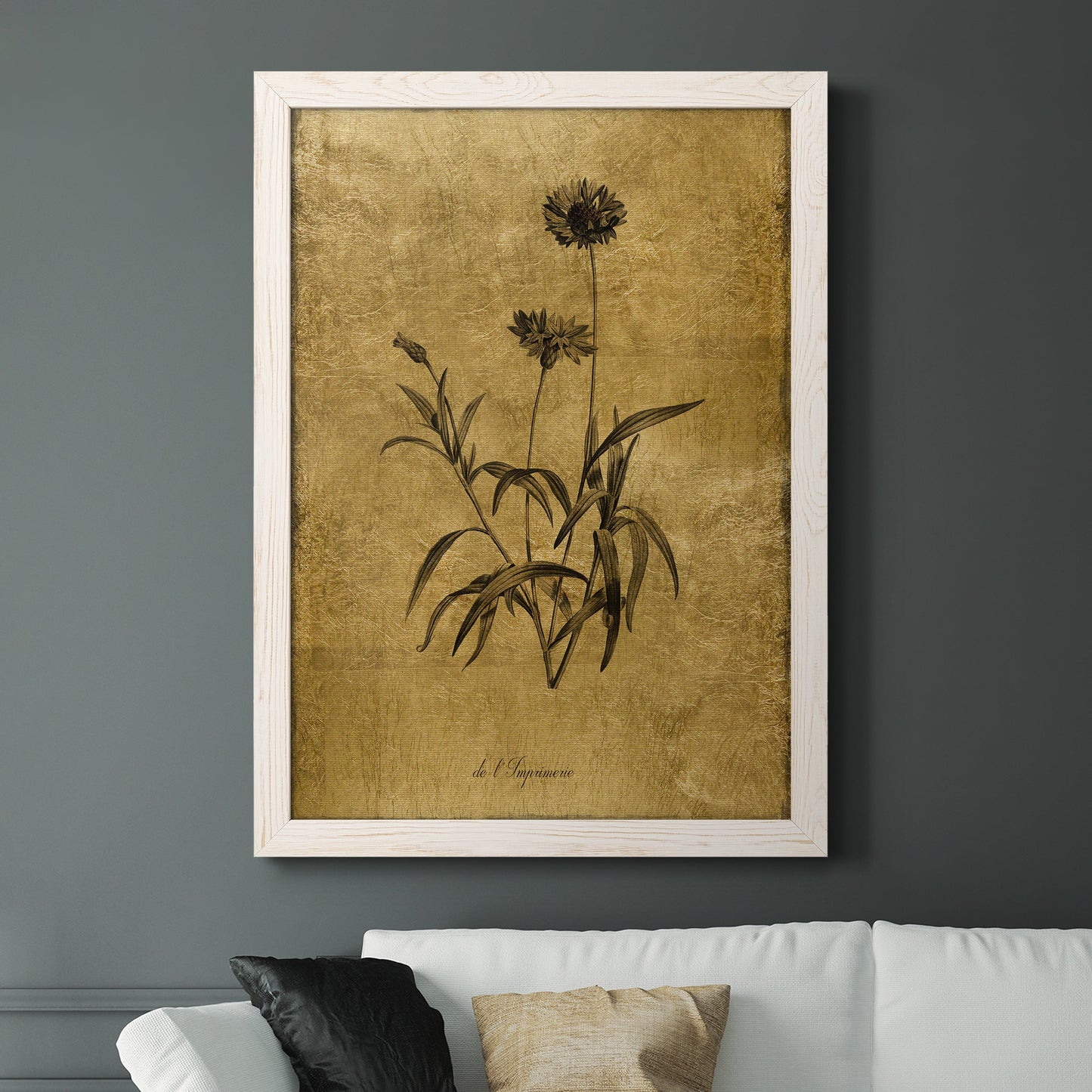 Gold Sketch Botanical I - Premium Canvas Framed in Barnwood - Ready to Hang