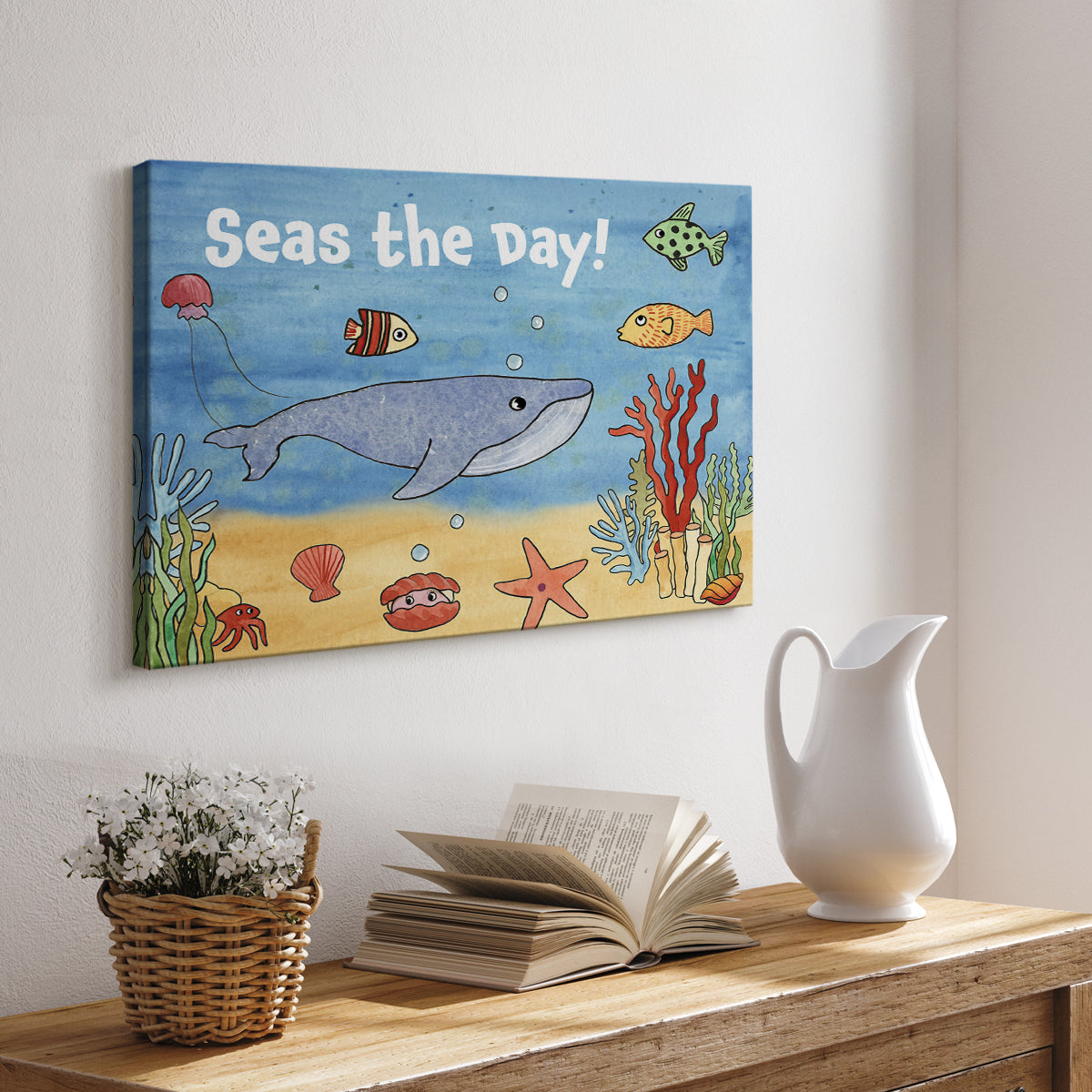 Cute Sea Creatures II - Canvas Art Print