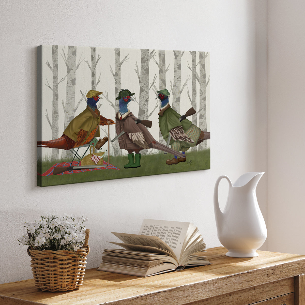 Pheasant Shooting Party Group 1 - Canvas Art Print
