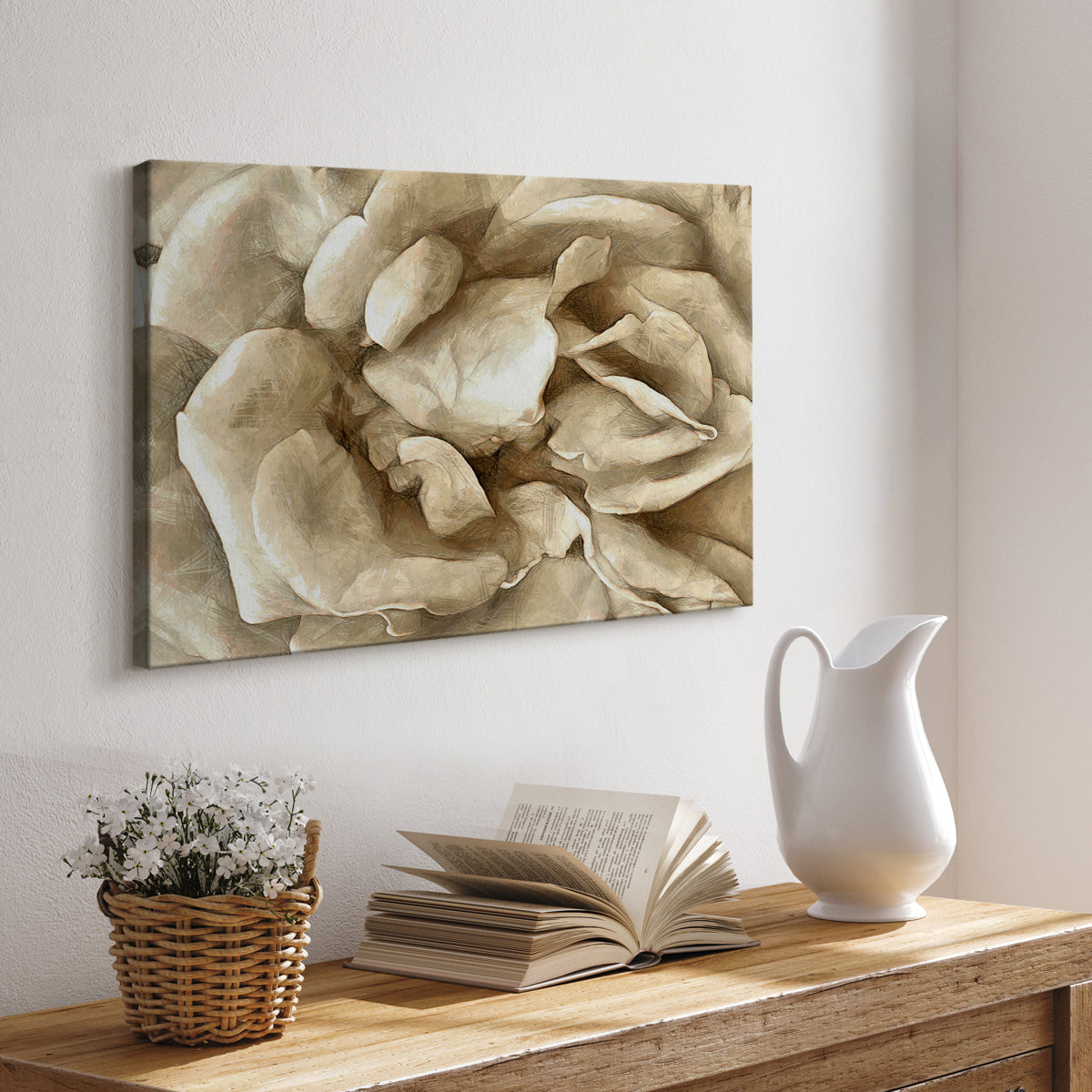 Neutral Wall Flower II - Canvas Art Print