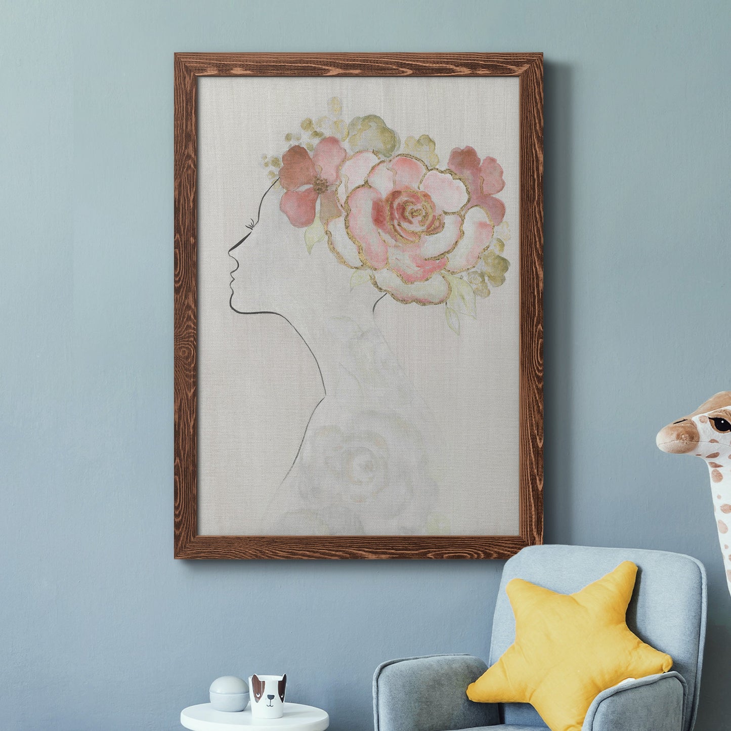 Fashion Floral Silhouette II - Barnwood Framed Canvas Print