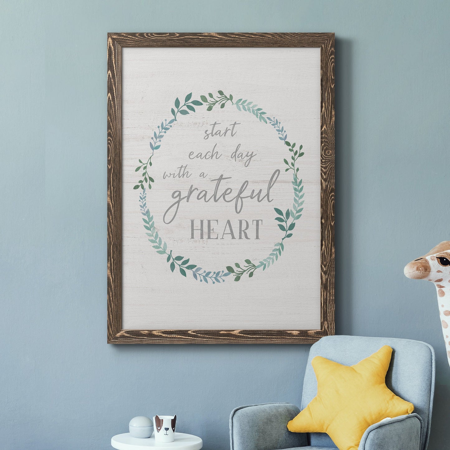 Start Each Day - Premium Canvas Framed in Barnwood - Ready to Hang